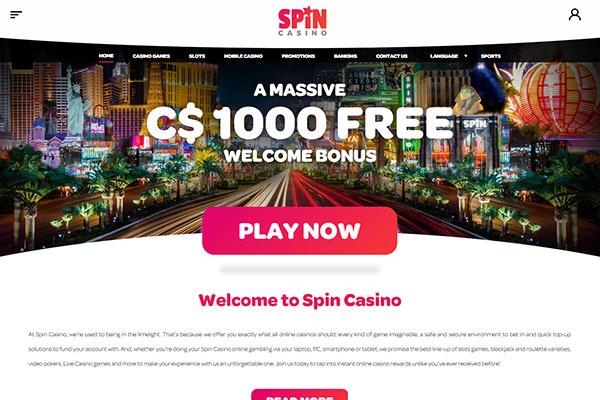 Spin Casino Website Screenshot